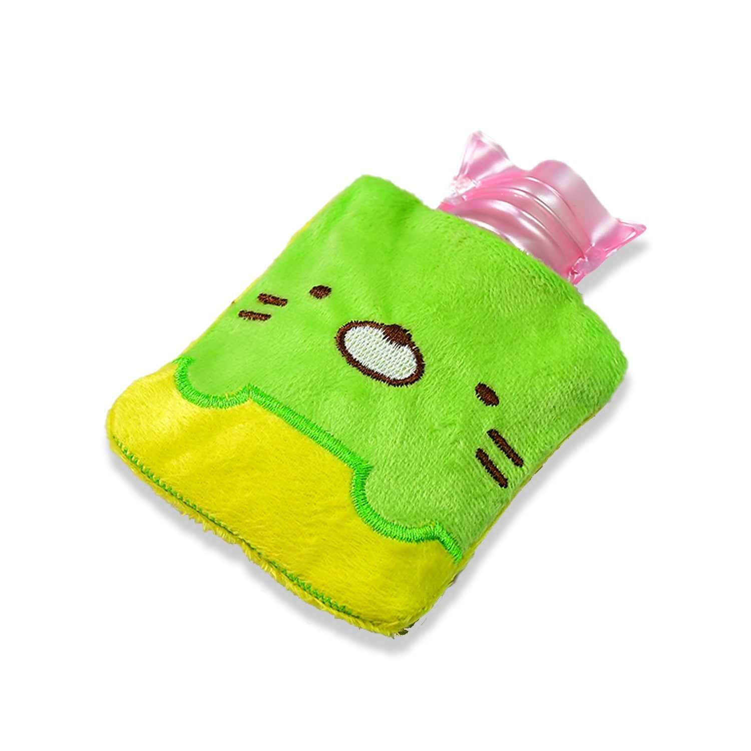 6514 Green Kitty Hot Water Bag with Cover for Pain Relief, Neck and Shoulder Pain, and Menstrual Cramps