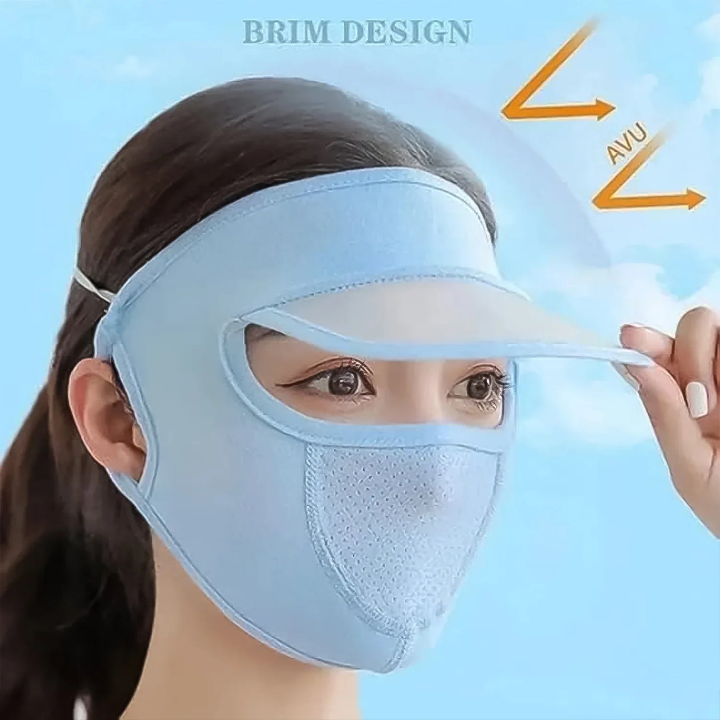 Womens Full Face Uv Protection Cap With Built-in Mask And Wide Brim Visor Breathable (1 Pc) - Zidbik