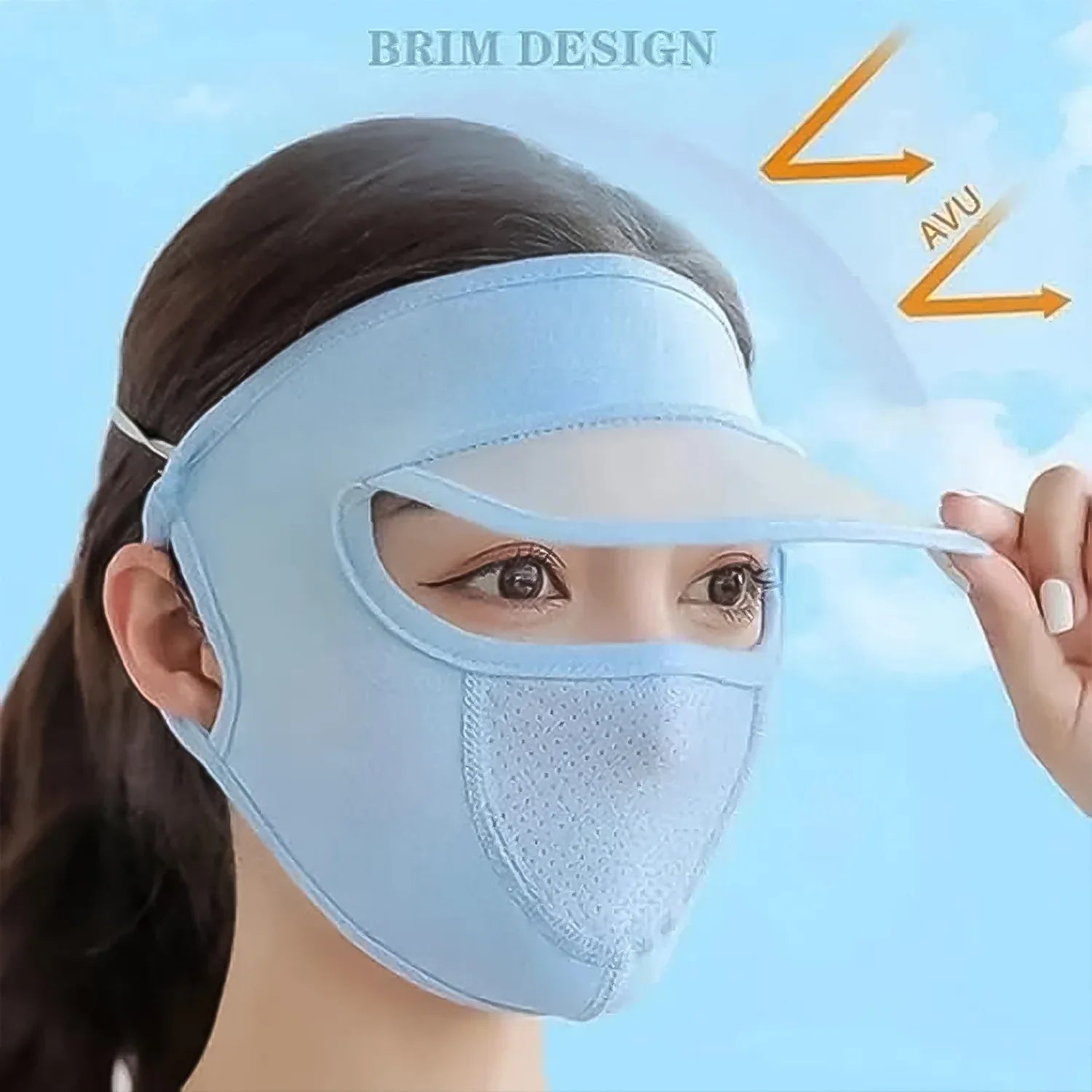 Womens Full Face Uv Protection Cap With Built-in Mask And Wide Brim Visor Breathable (1 Pc) - Zidbik