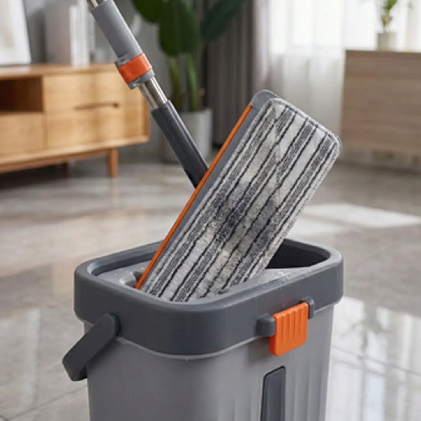 Big Size Flat Mop With Bucket Set (1 Set) - Zidbik
