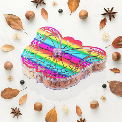 Butterfly Shape 4 Compartment Multipurpose Box Dry Fruit Box (1 Pc) - Zidbik