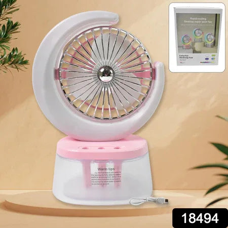 Desktop Fan - Camping Fan With Led Light Portable Humidifying Fan (1 Pc Plug Play Fan) - Zidbik