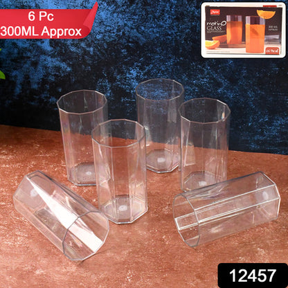 Apex Merino N Glass Unbreakable Plastic Drinking Glass Set (6pc300ml) Approx - Zidbik