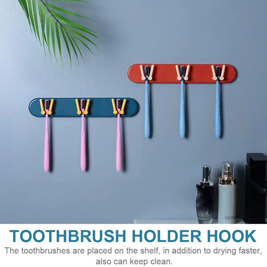 4702 Toothbrush Holder Plastic Bathroom Accessories Organizer Wall Mounted Hanging Mount Shelf Hooks (1pc) - Zidbik