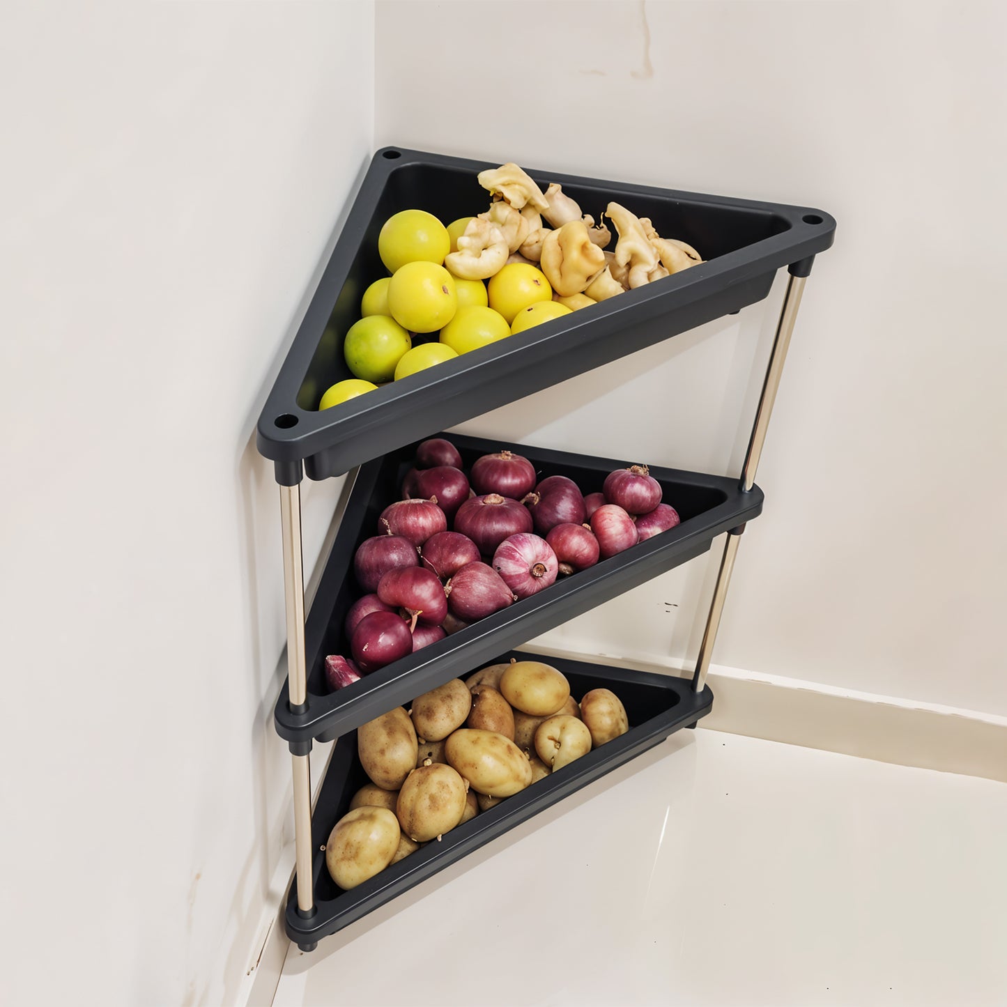 3-layer Multipurpose Plastic Corner Storage Rack - Zidbik