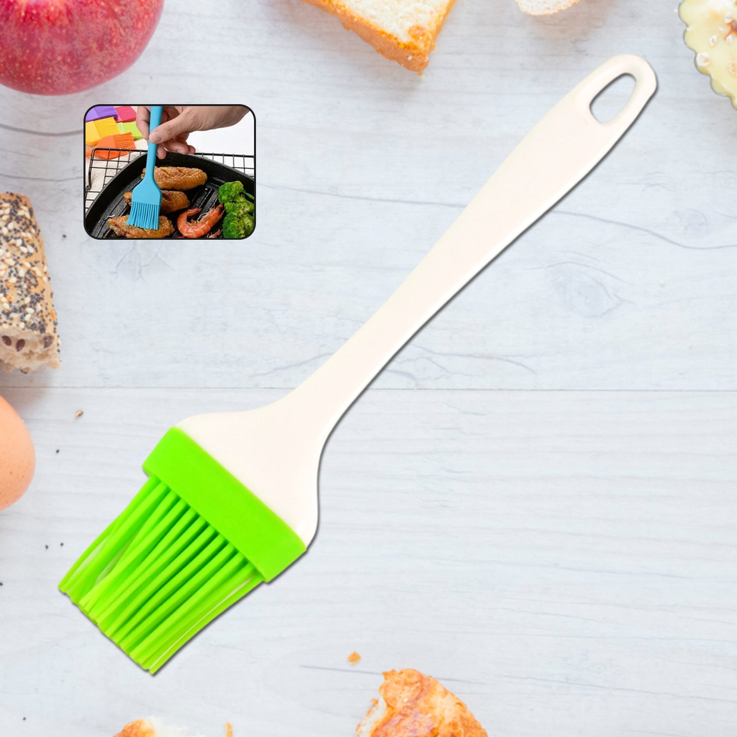 Silicone Kitchen Oil Spatula Brush With Handle Pastry  Cake Brush (17 Cm  1 Pc) - Zidbik