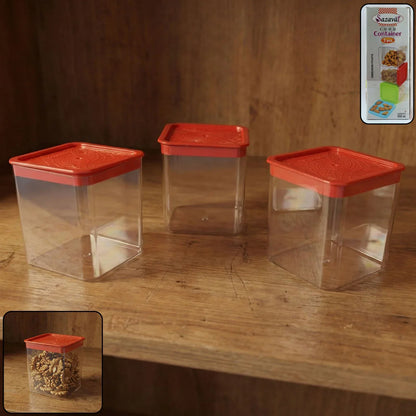 3 Piece Airtight Food Storage Container Set (1 Set 350 Ml) - Zidbik