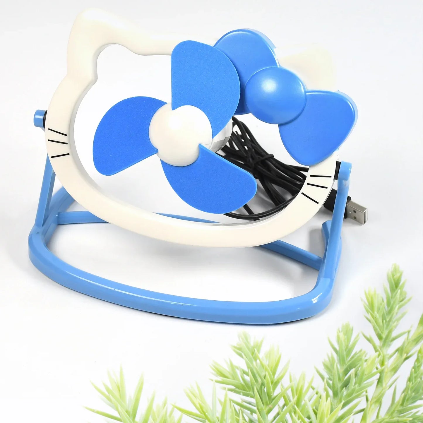 7708 Hello Kitty Cartoon Fan Cute Bright Color Desktop Office Usb Mini Fan Personal Desktop Fan (Battery Not Include) - Zidbik