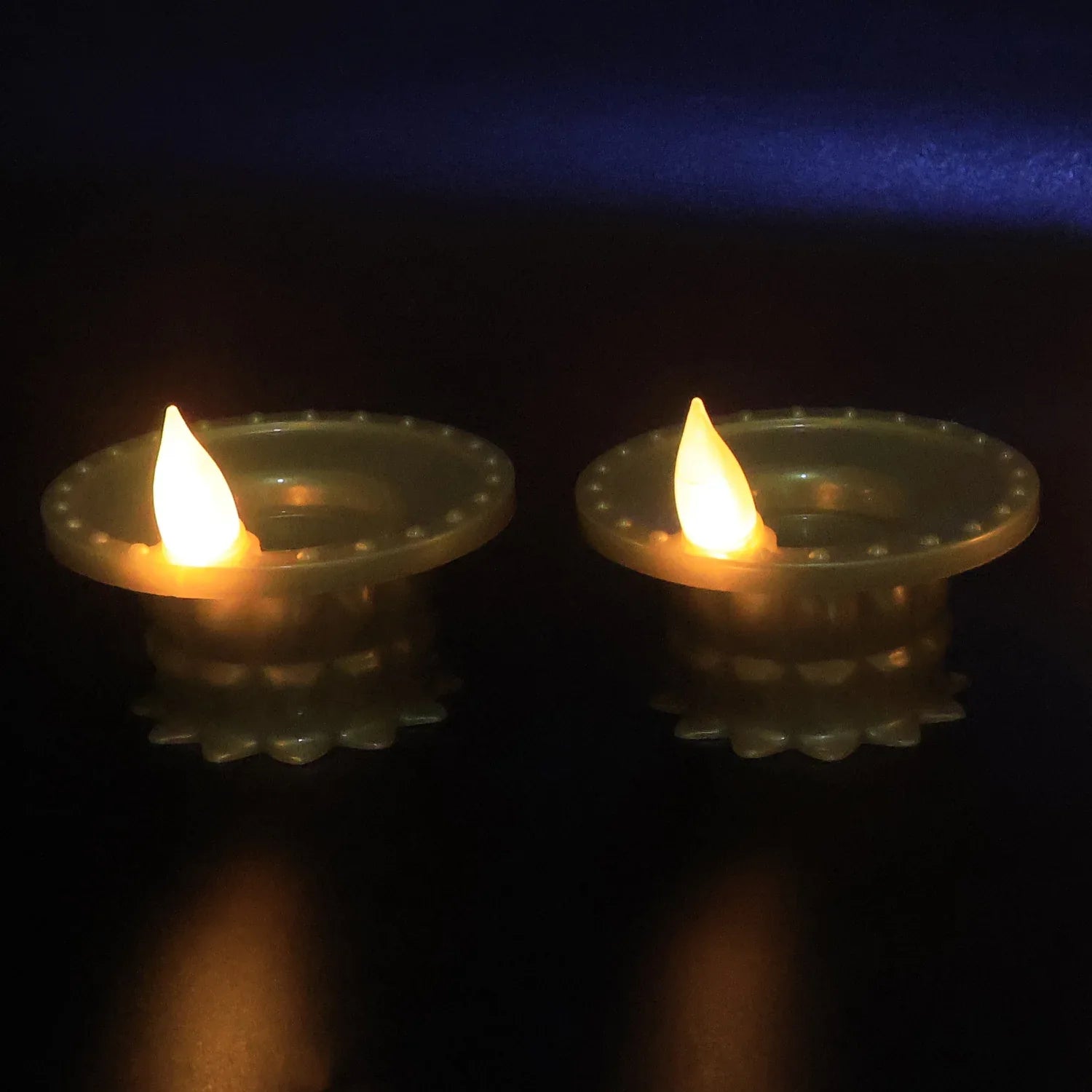 Set Of 12 Water Sensor Led Golden Diyas - Zidbik