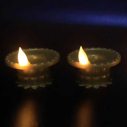Set Of 12 Water Sensor Led Golden Diyas - Zidbik