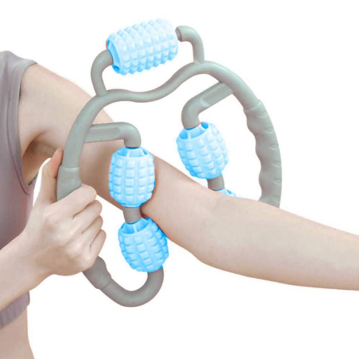 0265 Muscle Massage Roller 5 Wheels Relieve Soreness Leg Muscle Roller Fitness Roller Muscle Relaxer Massage Roller Ring Clip All Round Massaging Uniform Force Elastic Pp Drop Shaped For Home Use (1 Pc) - Zidbik