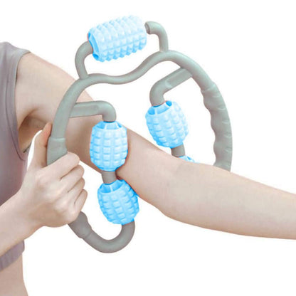 0265 Muscle Massage Roller 5 Wheels Relieve Soreness Leg Muscle Roller Fitness Roller Muscle Relaxer Massage Roller Ring Clip All Round Massaging Uniform Force Elastic Pp Drop Shaped For Home Use (1 Pc) - Zidbik