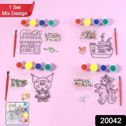 Kids Paint Coloring Craft Activity Set With Beads (Mix Design 1 Set) - Zidbik