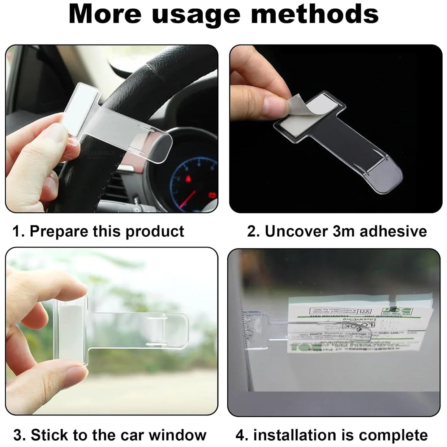 Windscreen Cardholder Fastag Stand Transparent Ticket Holder Car (2 Pc Set) - Zidbik