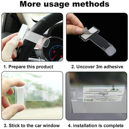Windscreen Cardholder Fastag Stand Transparent Ticket Holder Car (2 Pc Set) - Zidbik
