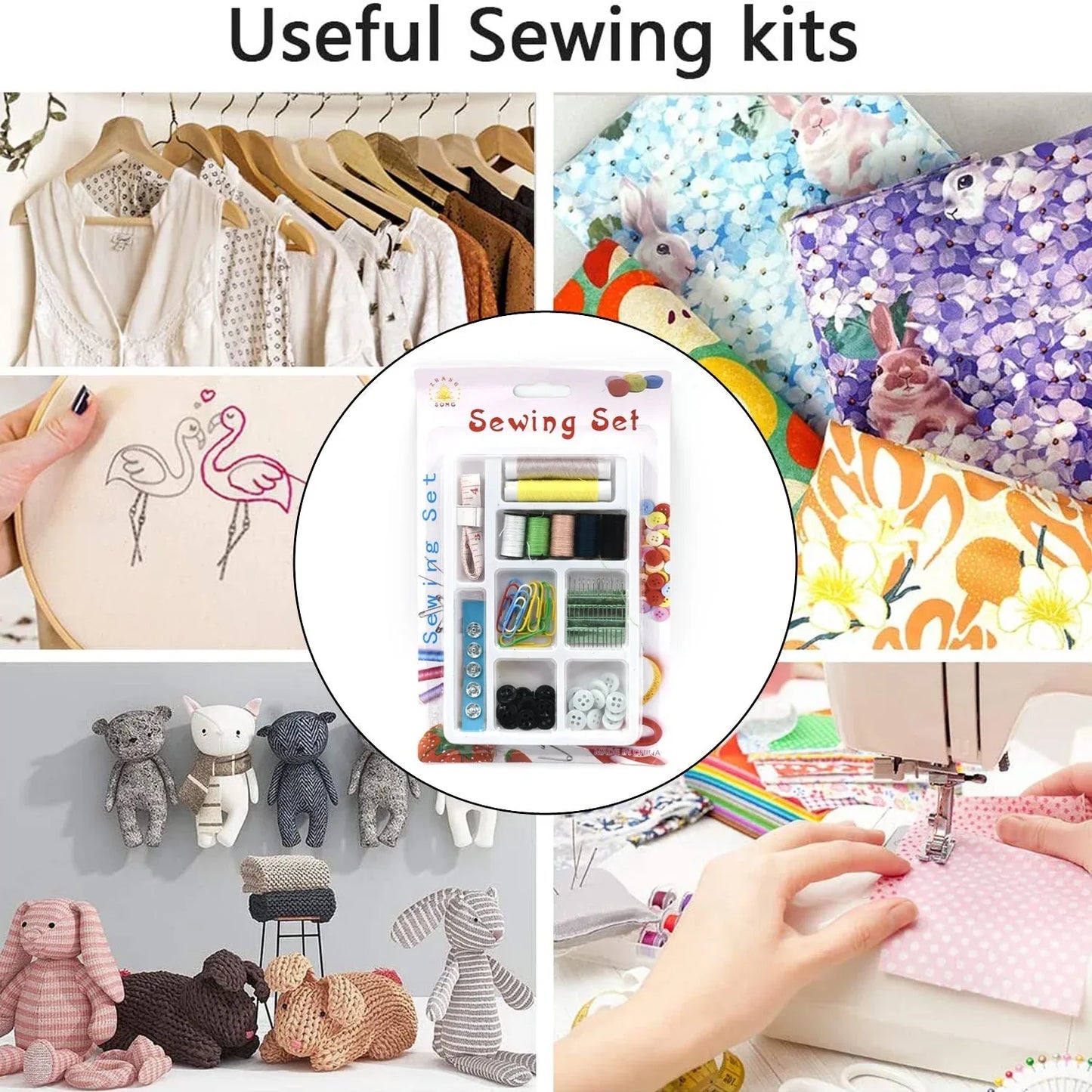 6051 62 Pc Sewing Set Used For Sewing Of Clothes And Fabrics Including All Home Purposes. - Zidbik