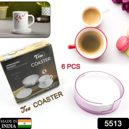 5513 Coasters Set Of 6 Plastic Coasters Spill Protection For Table Desk Durable And Non Slip Plastic Coaster Fit Common Size Drinking Glass Coffee Cup Tea Cup Mug - Zidbik
