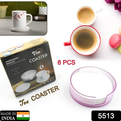 5513 Coasters Set Of 6 Plastic Coasters Spill Protection For Table Desk Durable And Non Slip Plastic Coaster Fit Common Size Drinking Glass Coffee Cup Tea Cup Mug - Zidbik