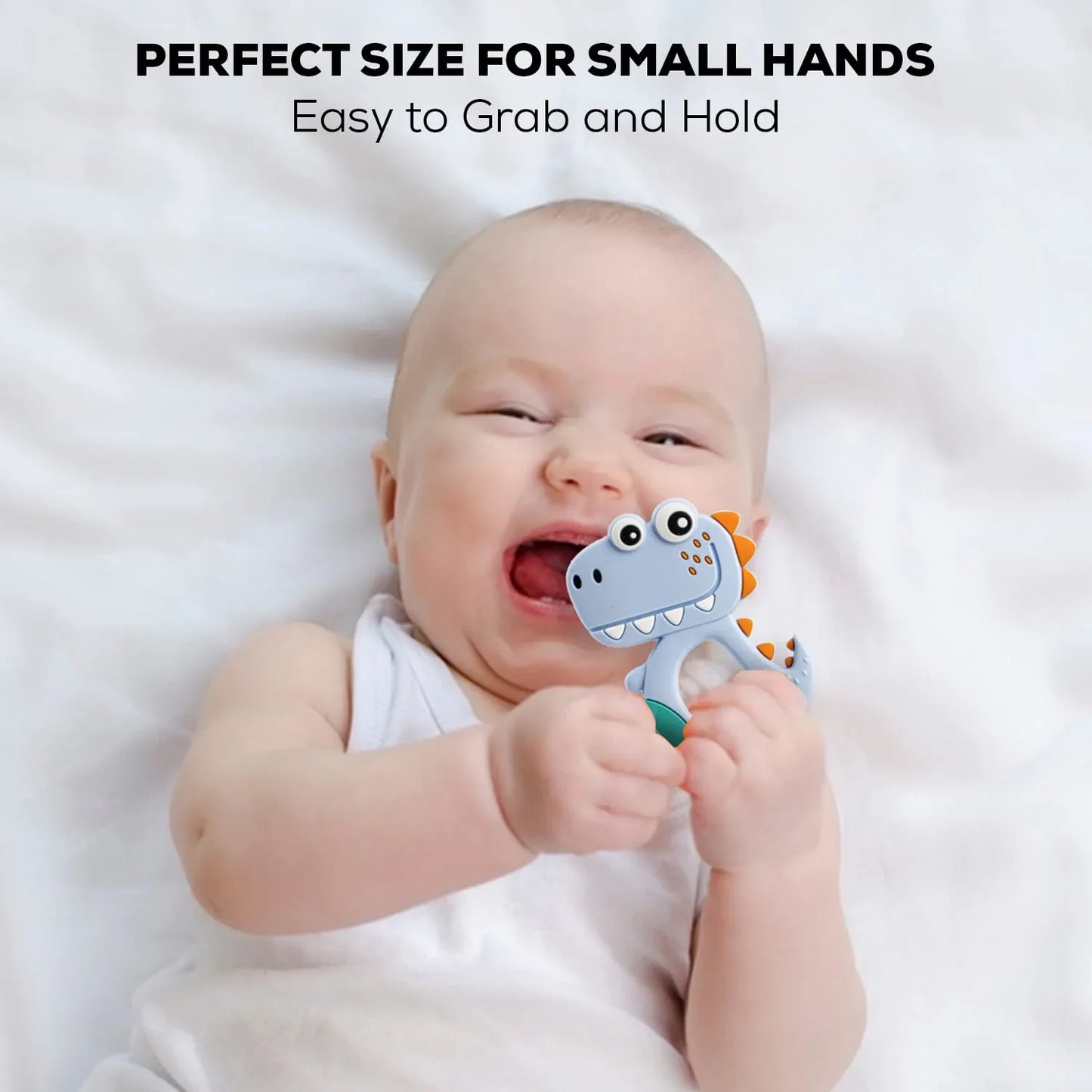 Silicone Dinosaur Teether For Baby (1 Pc Mix Design Color) - Zidbik