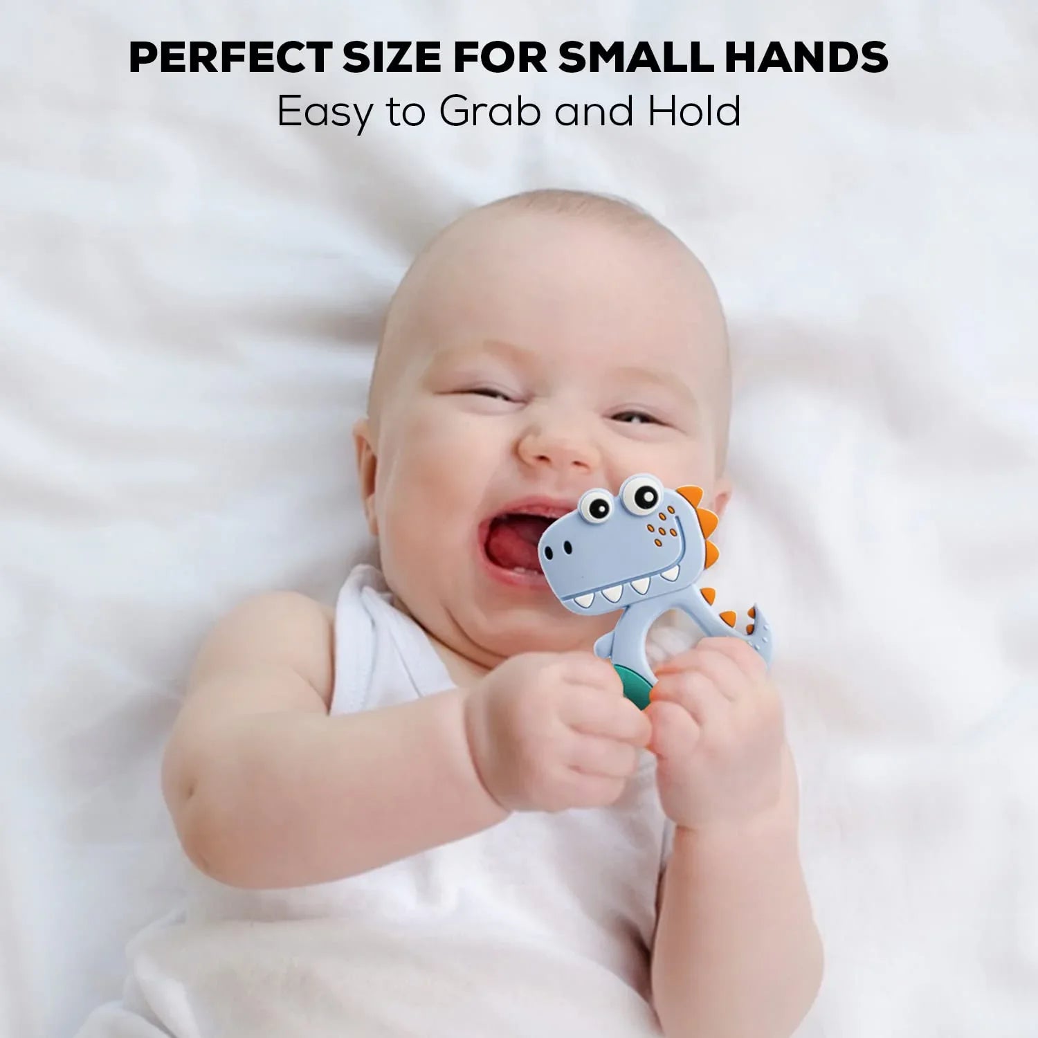 Silicone Dinosaur Teether For Baby (1 Pc Mix Design Color) - Zidbik