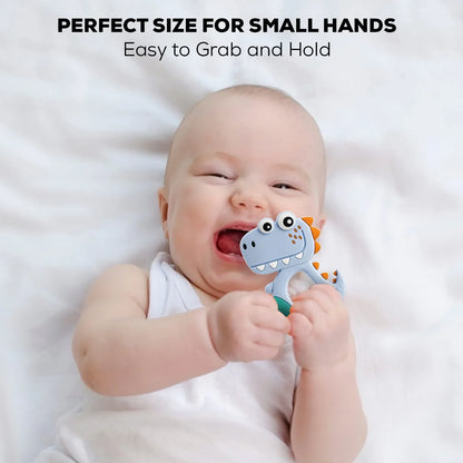 Silicone Dinosaur Teether For Baby (1 Pc Mix Design Color) - Zidbik