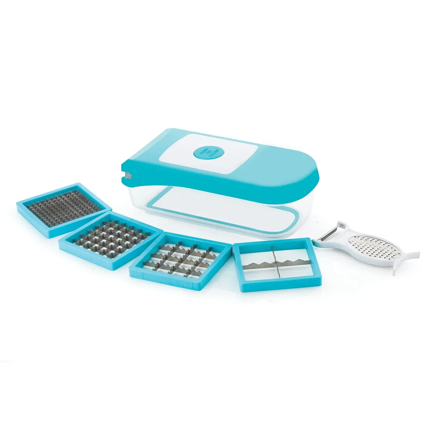 8108 Ganesh 7 In 1 Plastic Vegetable Dicer Blue - Zidbik