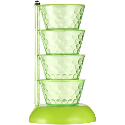 4 Section 360 Rotating Vertical Seasoning Box Plastic Pickle Tower Spice Rack (4 Layer With 4 Plastic Spoon 1 Set) - Zidbik