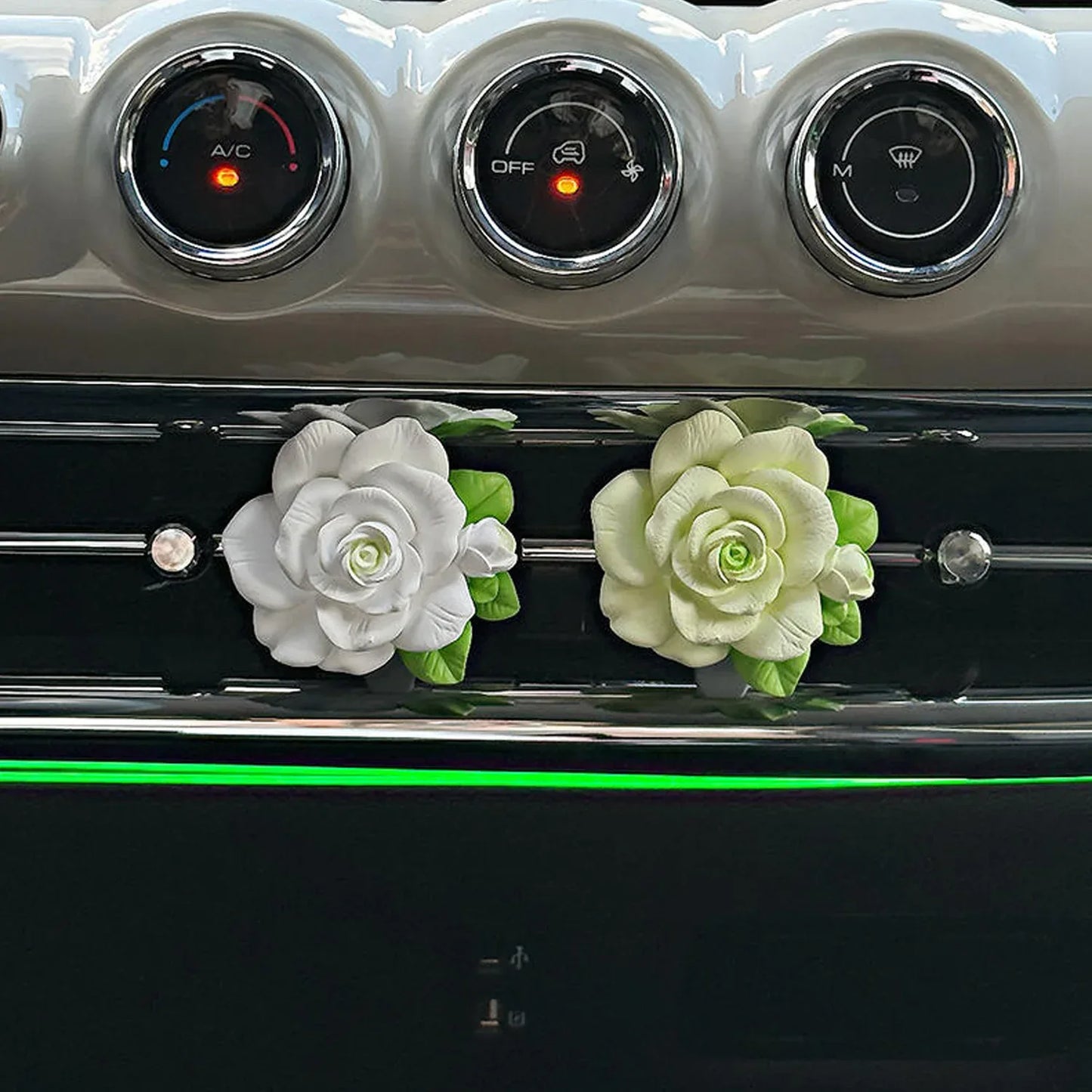 Elegant Rose Flower Car Air Freshener Clip For Ac Vent With Perfume Bottle 10ml(1 Pc) - Zidbik