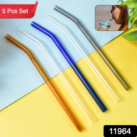 Reusable Glass Straws Clear Glass Drinking Straw (5 Pcs Set) - Zidbik