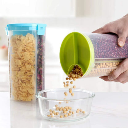 0618b 3 In 1 Transparent Air Tight Storage Dispenser Container (With Color Box) - Zidbik