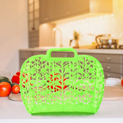 Plastic Foldable Basket Bag  Fruit  Vegetable Storage Basket (3 Pcs Set  Multicolor) - Zidbik