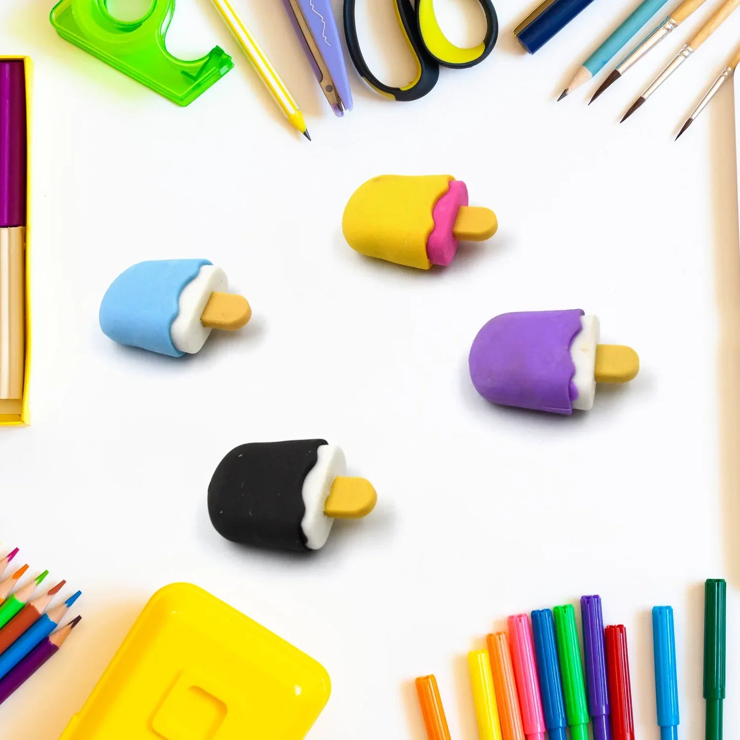 Ice Cream Eraser For Girlseraser For School Bday Return Gift Party Doughnut Lollipop Ice Cream Theme Shape Erasers Pencils Set For Kids Educational Stationary Kit School Supplies (1 Set 4 Pc) - Zidbik