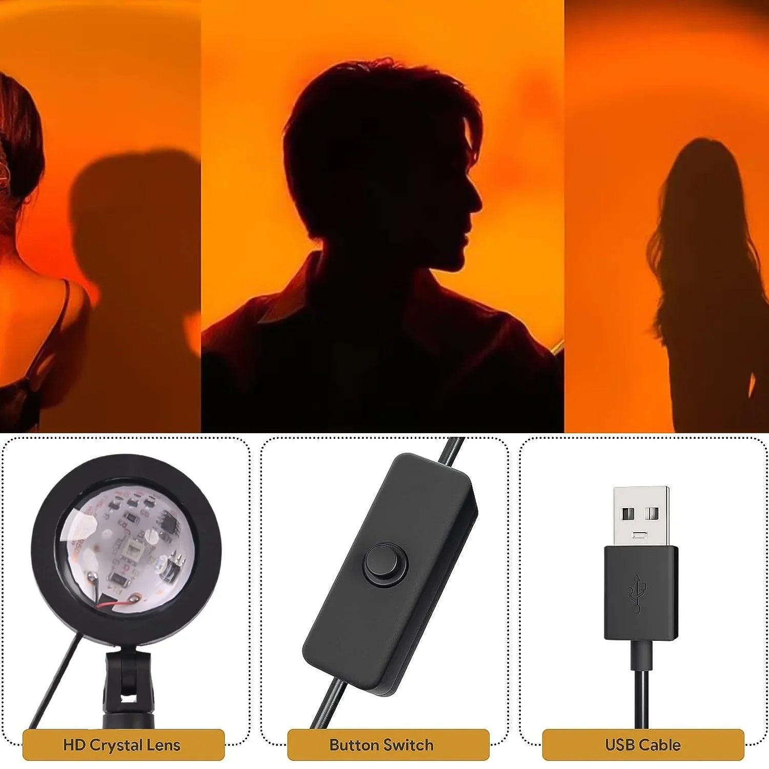 6423 4 Colors Sunset Lamp Sunset Projection Lamp Led Night Lights - Zidbik