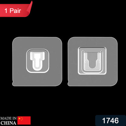 1746 Adhesive Plastic Wall Hooks Heavy Duty Hooks ( 1 Pair ) - Zidbik