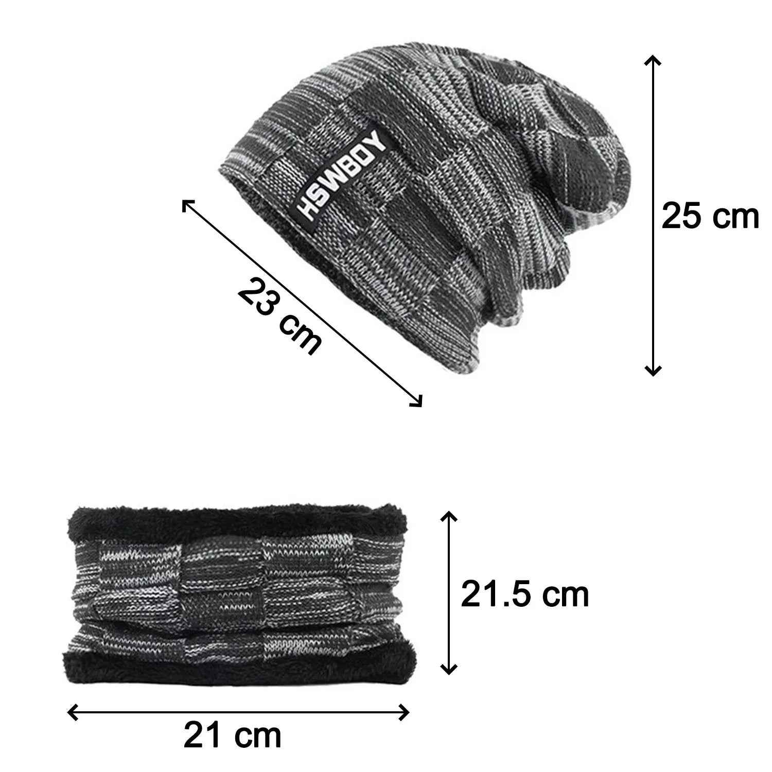 6066 Ultra Soft Unisex Woollen Beanie Cap Plus Muffler Scarf - Zidbik