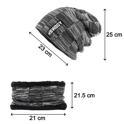6066 Ultra Soft Unisex Woollen Beanie Cap Plus Muffler Scarf - Zidbik