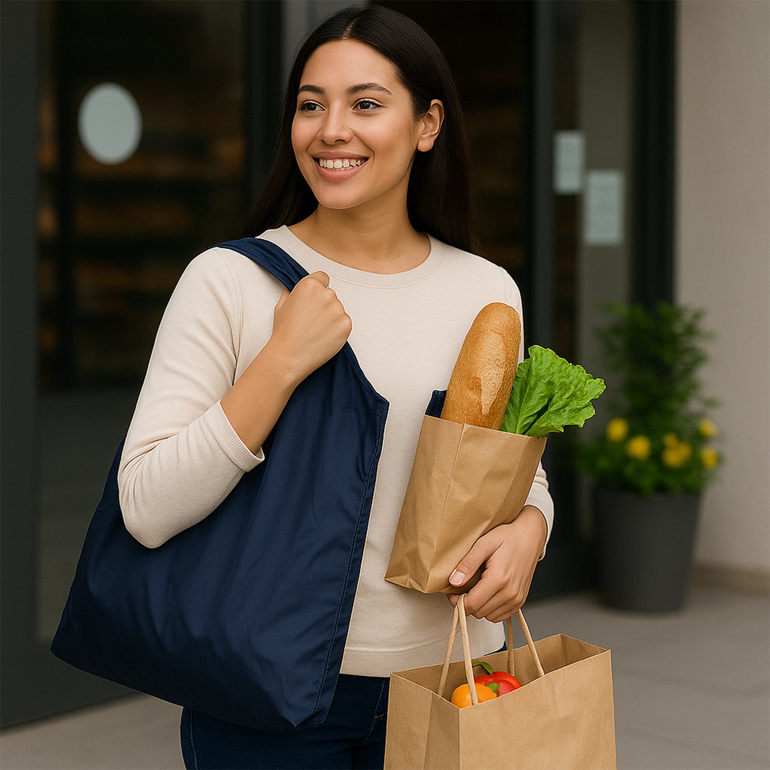 7737 Reusable Grocery Bags - Reusable Bags With Handles - Washable Reusable Shopping Bags Foldable - Zidbik
