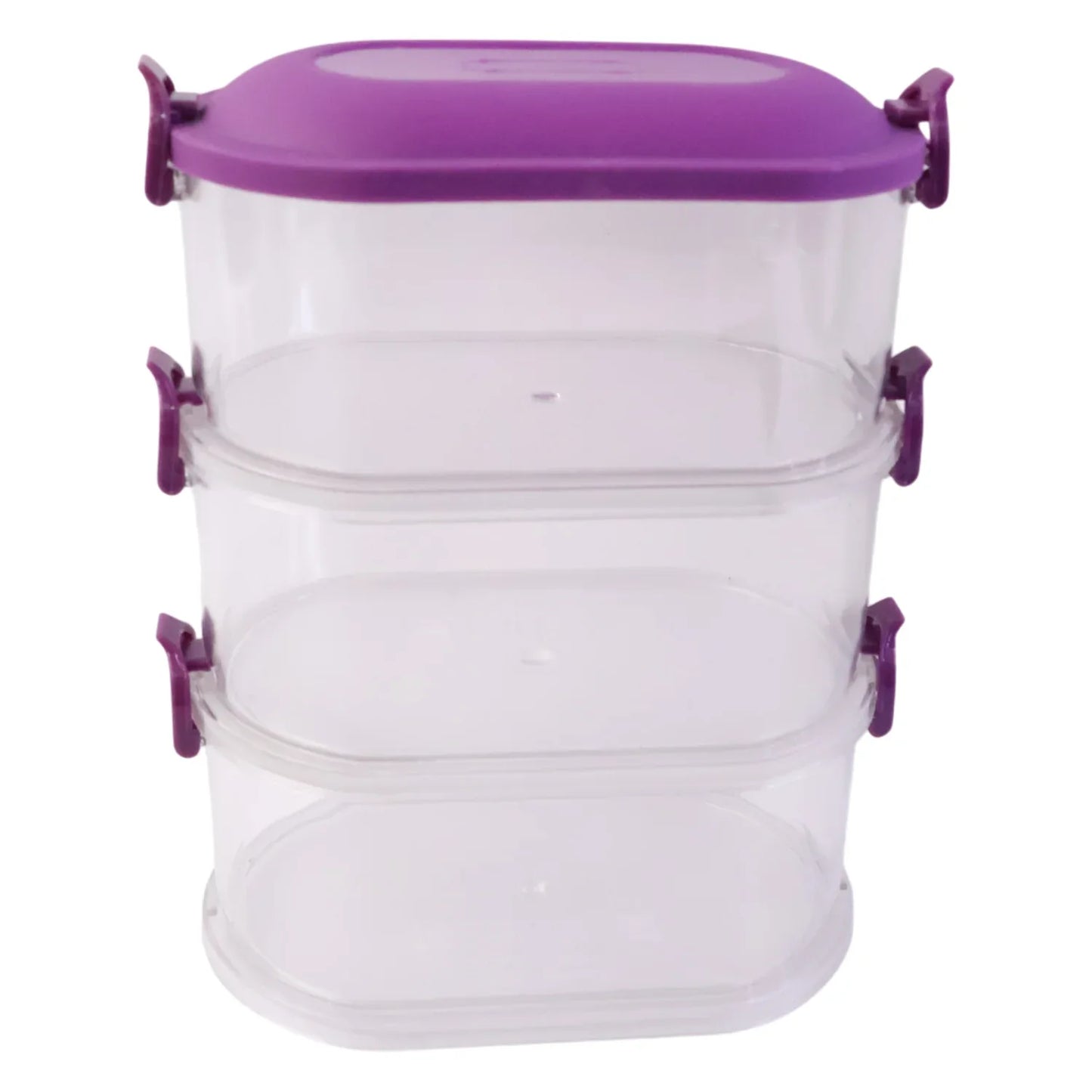 3 Layer Stackable Airtight Food Storage Container Set (1 Set) - Zidbik