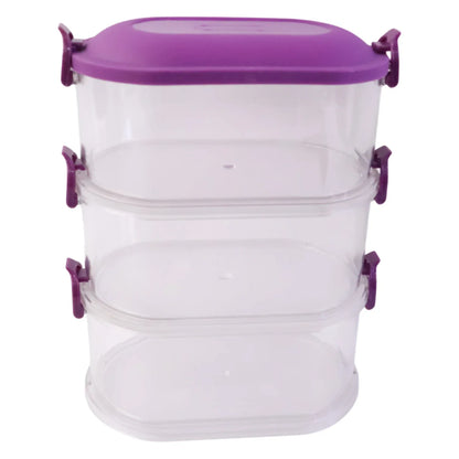 3 Layer Stackable Airtight Food Storage Container Set (1 Set) - Zidbik