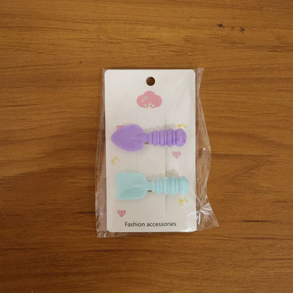 Cute Mini Spade Leaf Shape Hair Clip Set (2 Pc) - Zidbik