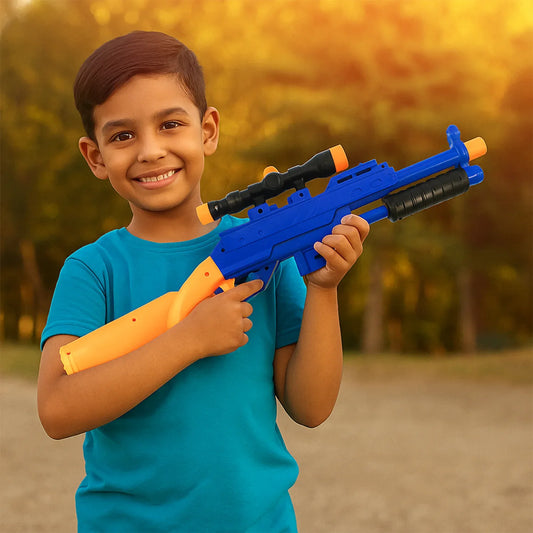 Shot Air Gun Toy With Scope And 8 Soft Foam Bullets Set - Zidbik