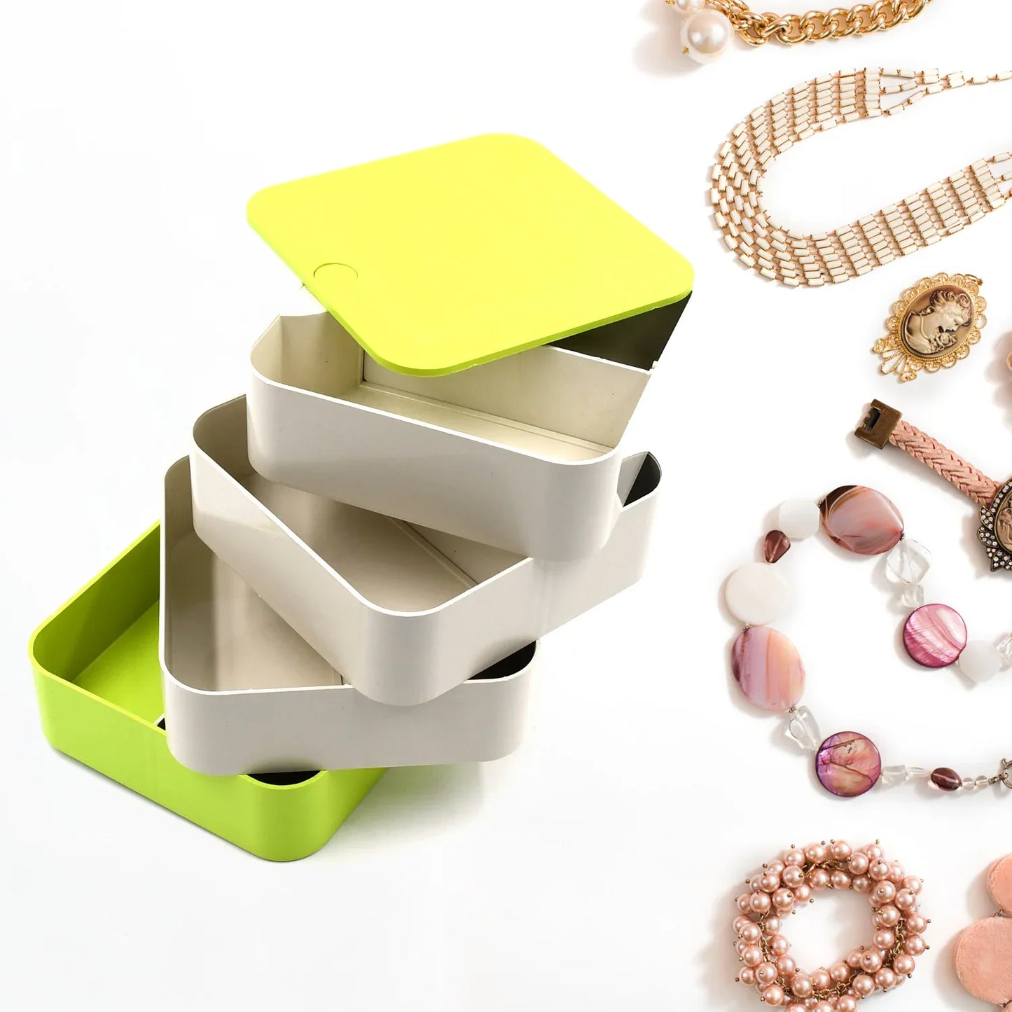4700 4 Layers Jewelry Box 360 Degree Rotating Jewelry Box Jewelry And Earring Organizer Box Accessory Storage Box - Zidbik