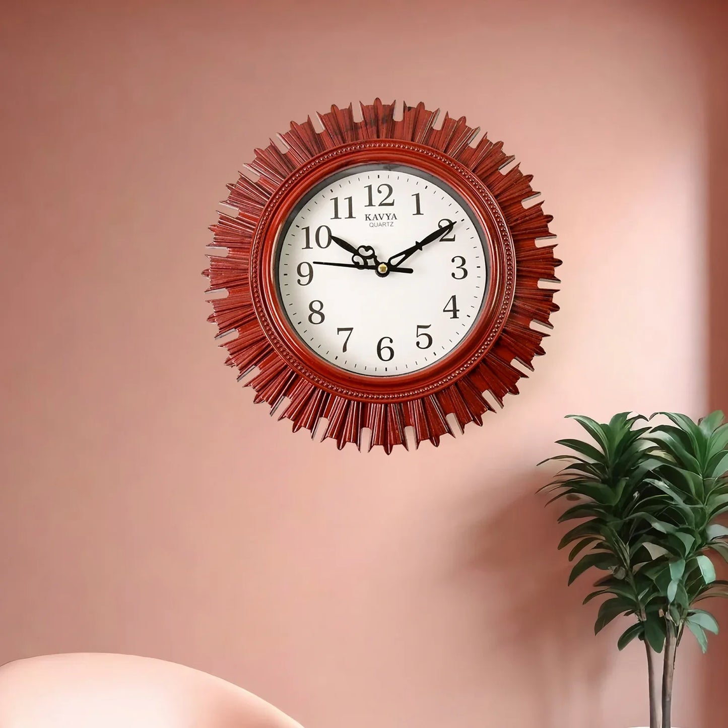 4918 Wooden Look Designer Wall Clock Plastic Decorative Latest Wall Clock Battery Operated Round Easy To Read For Roomhomekitchenbedroomofficeschool - Zidbik