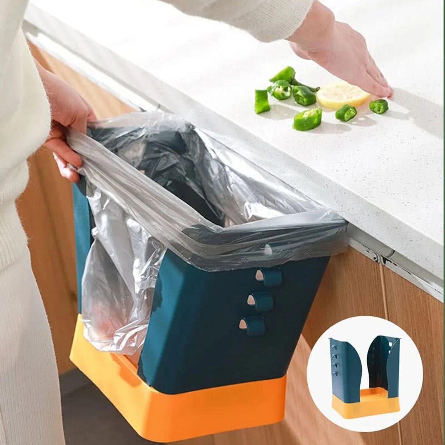 9451 Waste Bin Trash Can Waste Container Expandable Trash Can Plastic Trash Can Plastic Garbage Can Expandable Trash Bag Holder Large Capacity For Kitchen Bathroom Living Room Bedroom Outdoor (1 Pc) - Zidbik