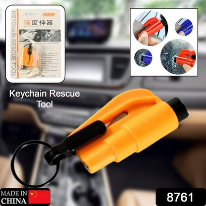 8761 2 In 1 Emergency Safety Cutter With Key Chain Small Portable Handy Emergency Safely Glass Breaking  Seat Belt Cutting Keychain Tool - Zidbik