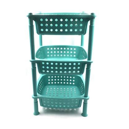 2588 3 Layer Squre Kitchen Trolley Basket - Zidbik