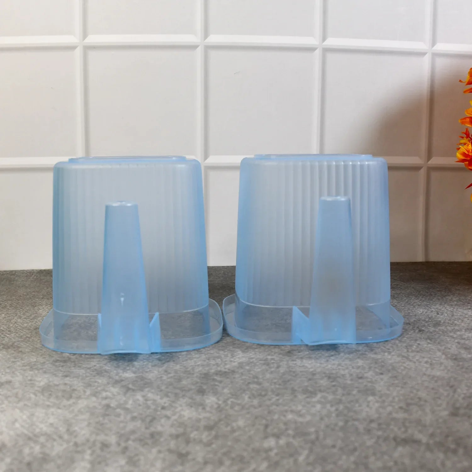 Plastic Transparent Bathroom Water Mug (4 Pc Mix Colour 1000 Ml) - Zidbik