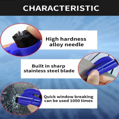 8761 2 In 1 Emergency Safety Cutter With Key Chain Small Portable Handy Emergency Safely Glass Breaking  Seat Belt Cutting Keychain Tool - Zidbik