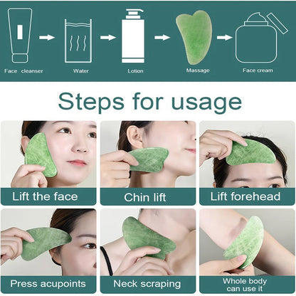 0318 Gua Sha Stone And Anti Aging Jade Roller Massager For Face Massage Natural Face Skincare Massager  Face Roller Massager For Women  Face Shaper Jade Roller And Gua Sha Set For Glowing Skin - Zidbik