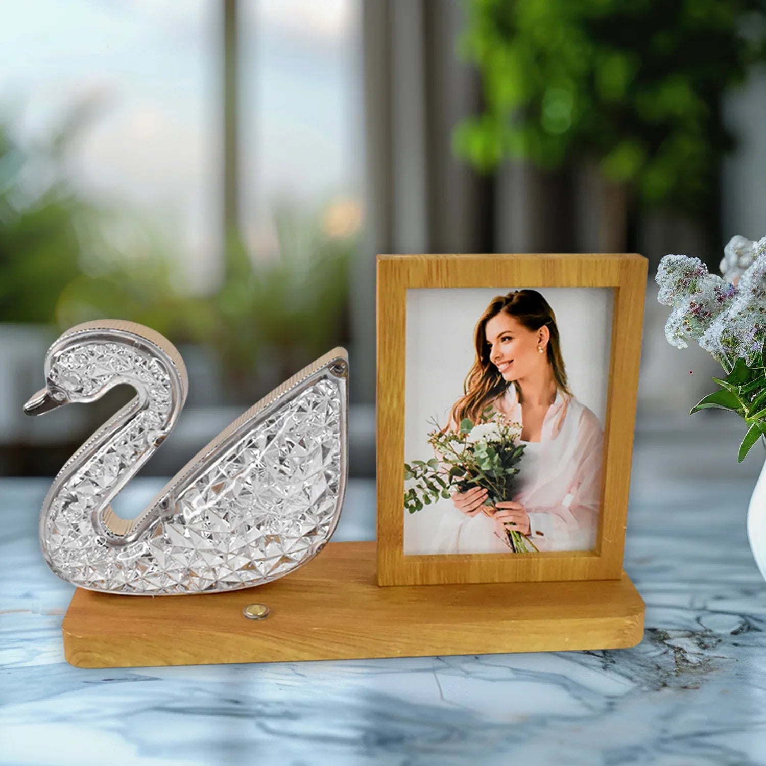Duck Shape Cystal Led Lamp Photo Frame Night Lamp Wedding Gift Love Couple - Zidbik